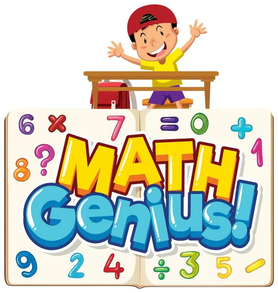 Σχεδιασμός Γραμματοσειράς Για Λέξη Ιδιοφυΐα Μαθηματικά Αγόρι Και Αριθμούς Εικονογράφηση — Διανυσματικό Αρχείο