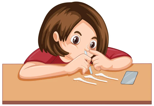 Scene Girl Doing Drugs Illustration — Stock Vector