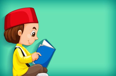 Arkaplan şablonu tasarımı düz renkli duvar ve mutlu çocuk çizimi