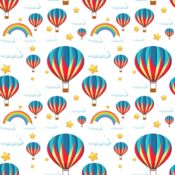 Sömlös Färgglad Ballong Med Regnbåge Och Stjärnmönster Illustration — Stock vektor