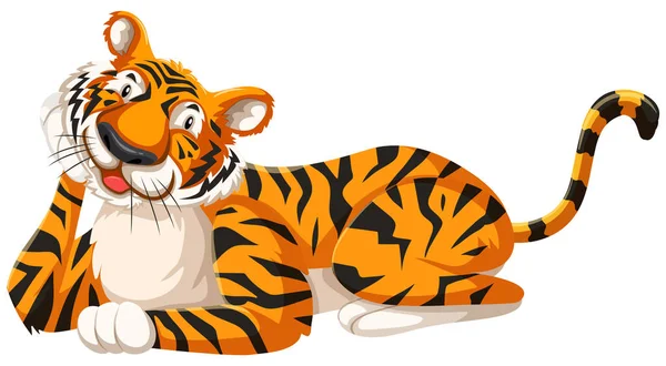 Изолированная Иллюстрация Персонажа Счастливого Тигра — стоковый вектор