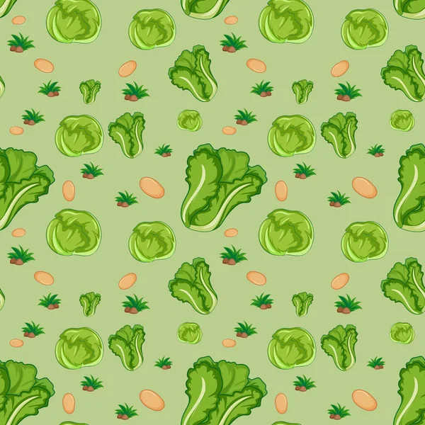 Patrón Sin Costuras Con Vegetales Lindos Ilustración Fondo Verde — Vector de stock