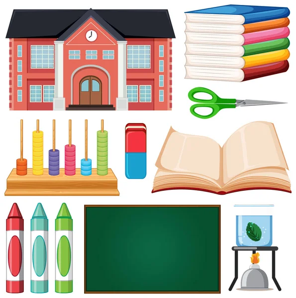 Ensemble Outils Fixes Illustration Scolaire — Image vectorielle