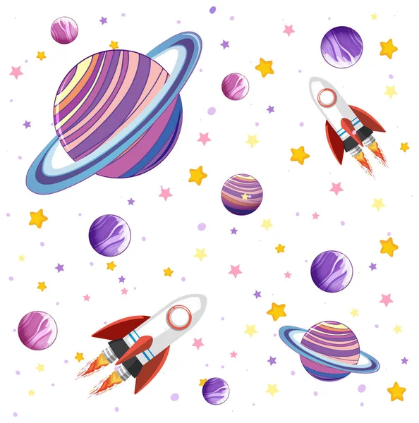 Illustration Espace Des Planètes Colorées Galaxie — Image vectorielle