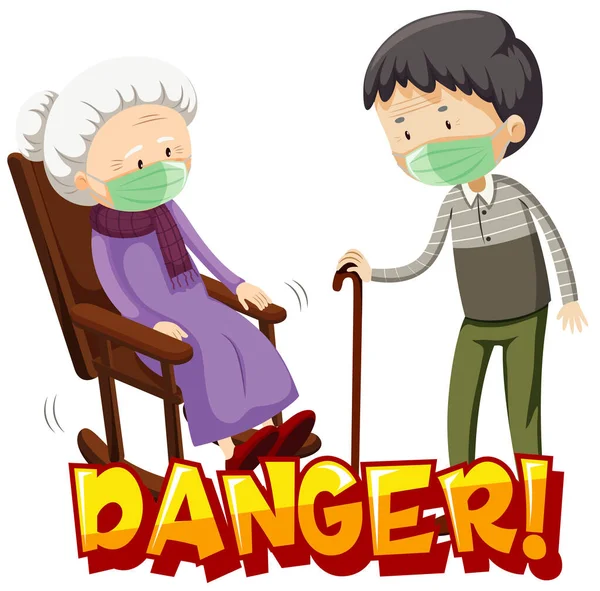 Plakatentwurf Zum Thema Coronavirus Mit Zwei Alten Menschen — Stockvektor