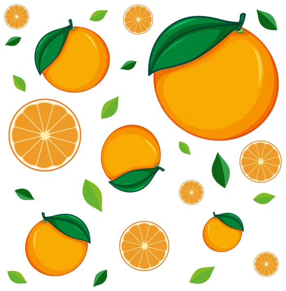 Naadloze Achtergrond Ontwerp Met Verse Sinaasappels Illustratie — Stockvector