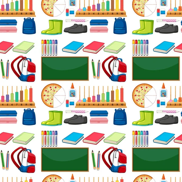 Seamless Background Design School Items Illustration — Stock Vector