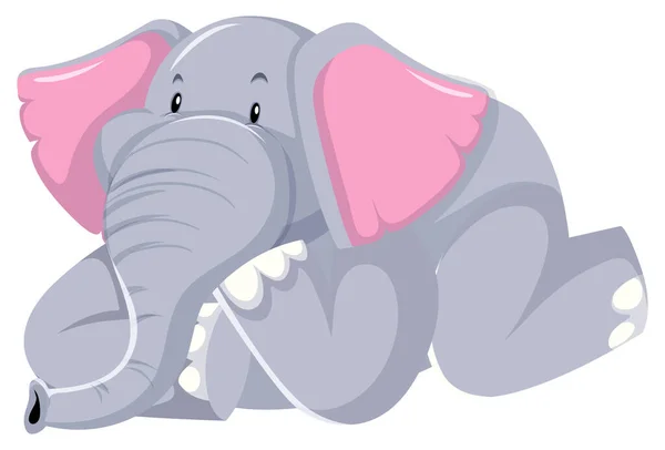 Schattig Grijs Olifant Witte Achtergrond Illustratie — Stockvector