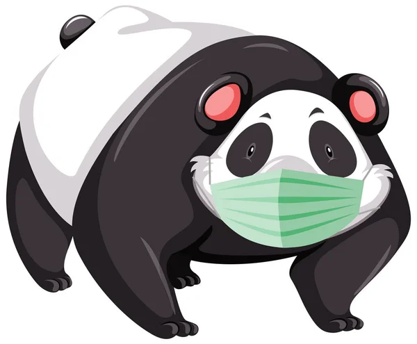 Panda Cartoon Character Wearing Mask Illustration — Stock Vector