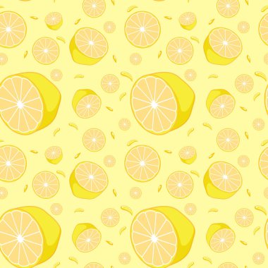 Sarı limon illüstrasyonlu kusursuz arkaplan tasarımı