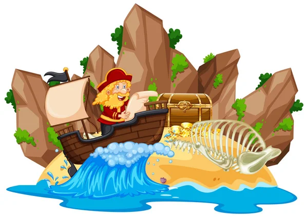 Piraten Entdecken Die Insel Illustration — Stockvektor