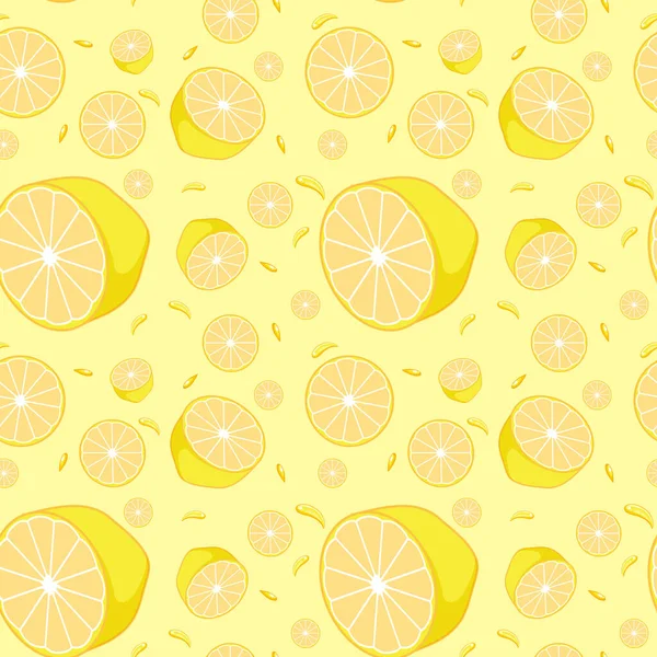 Sarı Limon Illüstrasyonlu Kusursuz Arkaplan Tasarımı — Stok Vektör