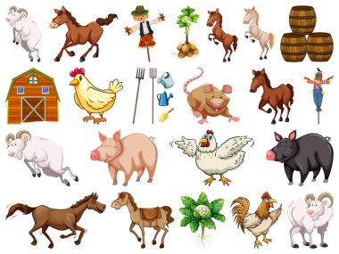 Çiftlik elementi çizimi kümesi