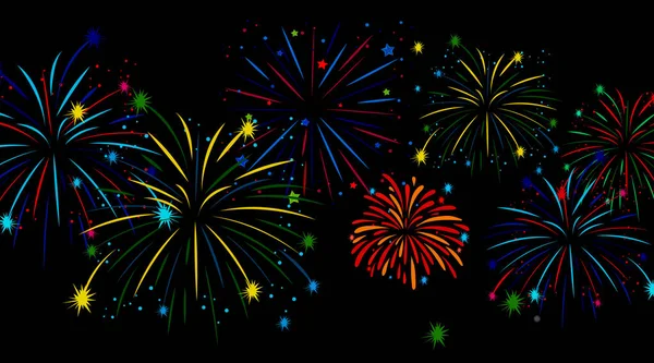 Colourful Fireworks Sky Illustration — Stock Vector