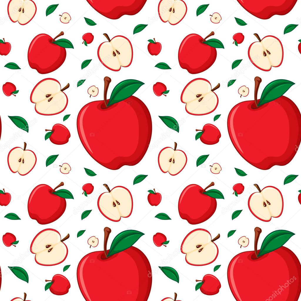 Seamless background design with red apple illustration