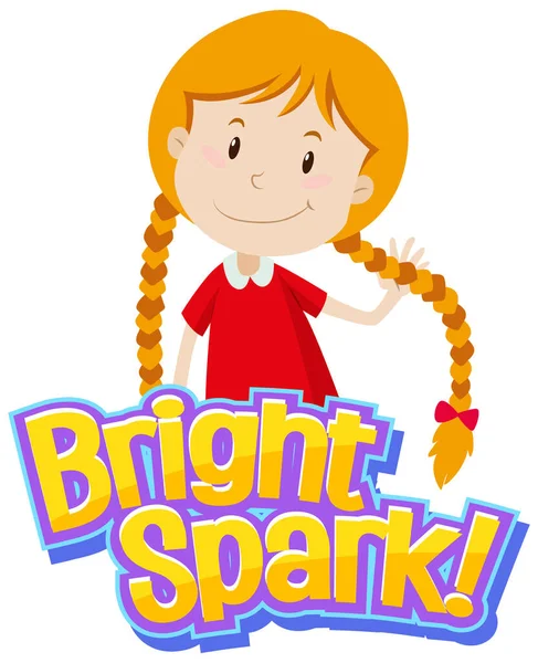 Projektowanie Czcionki Dla Word Bright Spark Cute Girl Illustration — Wektor stockowy