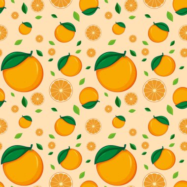 Portakal illüstrasyonlu kusursuz arkaplan tasarımı