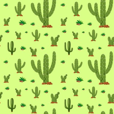 Yeşil kaktüs resimli kusursuz arkaplan tasarımı