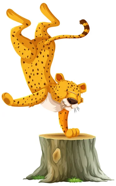 Cheetah Syanding One Hand Illustration — Stock Vector