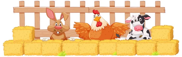 Tres Tipos Animales Granja Sobre Fondo Blanco Ilustración — Vector de stock