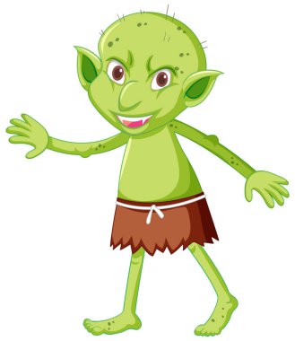 Cin, beyaz arkaplan çizimi üzerine çizgi film karakterinde ayakta duruyor.