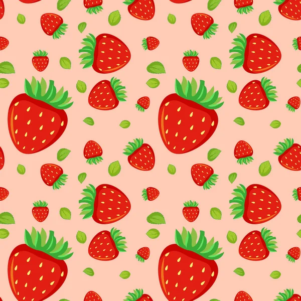 Seamless Background Design Red Strawberries Illustration — Stock Vector