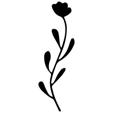 Beyaz arka planda siyah el çizimi soyut lale. Vektör.