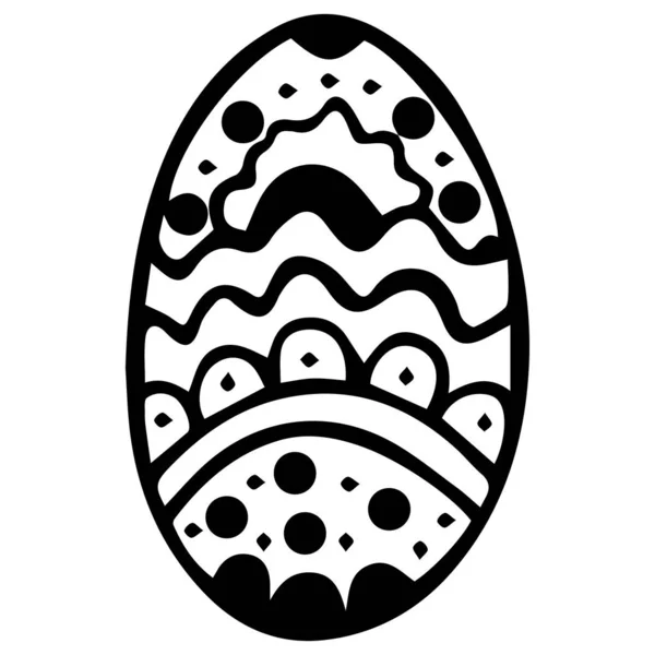 Uovo di Pasqua decorato in bianco e nero per la colorazione. Mano isolata disegno anti stress. Cristo è risorto. Vettore . — Vettoriale Stock