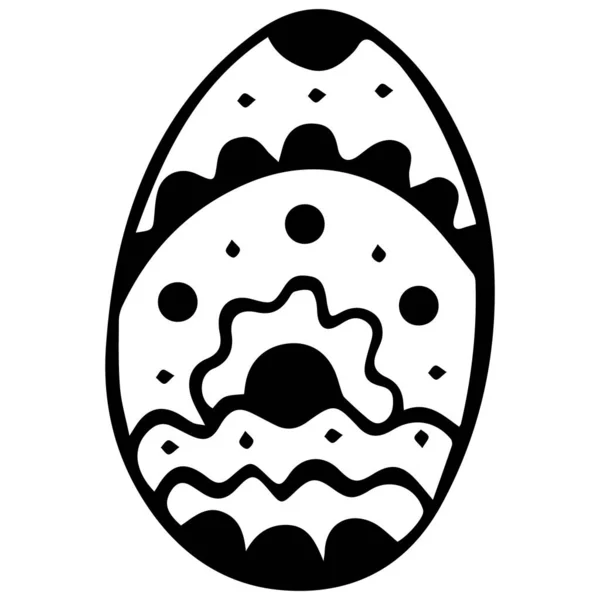 Uovo Decorato Bianco Nero Pasqua Disegno Meditativo Mano Una Festa — Vettoriale Stock