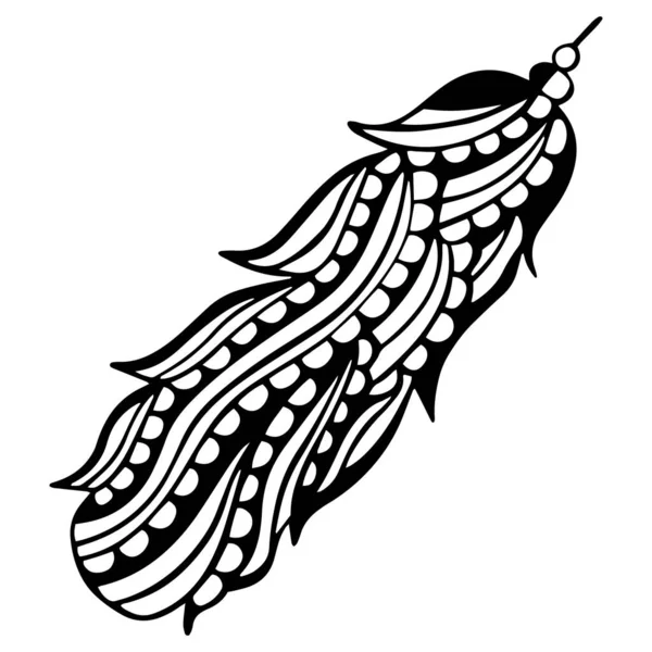 Pluma Pájaro Estampada Abstracta Colores Blanco Negro Con Rayas Inclinadas — Vector de stock
