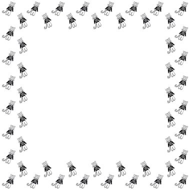 Beyaz arka planda çizgili yelekli, siyah gömlekli ve pantolonlu, el yapımı leopar çerçevesi. İskandinav tarzı metinler için çocuk şablonu. Vektör