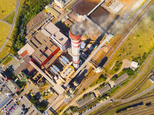 Modern combined heat and power plant from above — Stock Photo, Image