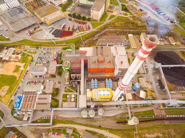 Modern combined heat and power plant from above — Stock Photo, Image
