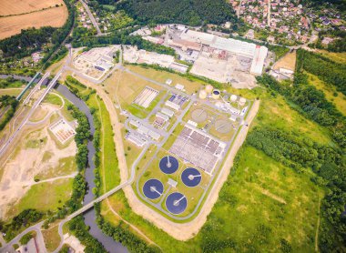 Kamu kanalizasyon arıtma tesisi havadan görünümü 