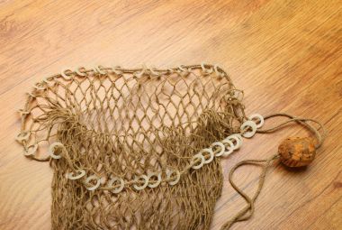 Balık ağı mantarı şamandıra ahşap plaka ile