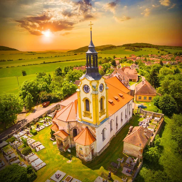 Kostel Svatého Jana Křtitele 1358 Malé Vesnici Vreskovice Architektura Shora — Stock fotografie