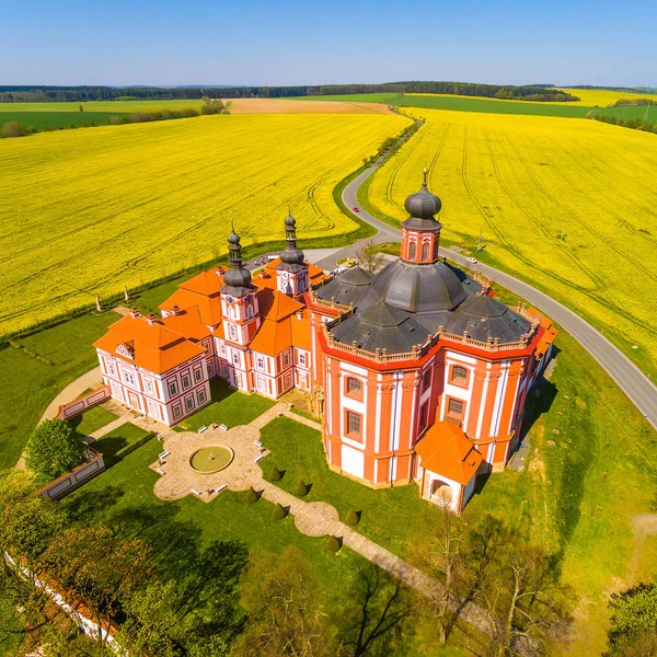 Marianska Tynice Hac Kilisesi Our Lady Duyuru Hava Görünümünü Barok — Stok fotoğraf