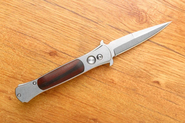 Couteau pliant à verrouillage automatique à ressort en acier inoxydable — Photo