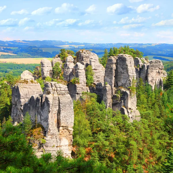 Amazing Rock Formation Sandstone Towers Beautiful Landscape Cesky Raj Czech — Stock Photo, Image