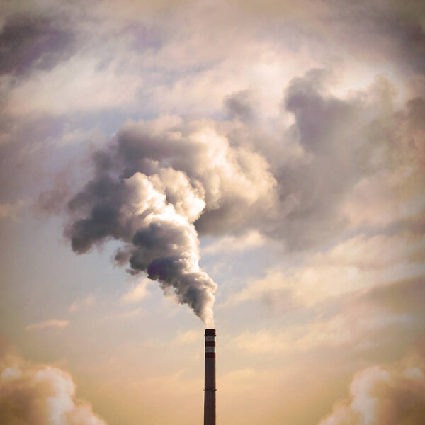 Smoking stack from lignite power plant.