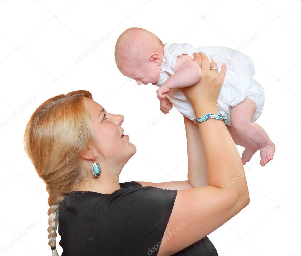 Obese mother with her newborn baby  