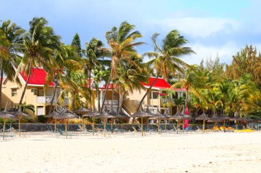 FLIC EN FLAC, MAURITIUS ISLAND - 29. OCTOBER, 2015: Flic en Flac is a seaside village on the western part of the island in the district of Rivire Noire. Its beach is one of the longest and nicest. clipart