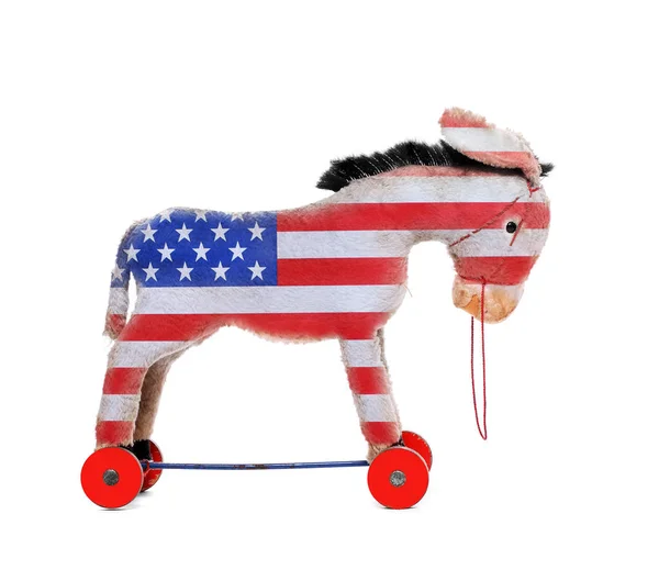 Demokrata Szamár Mint Egy Amerikai Zászló Elszigetelt Fehér Background Színes Stock Kép