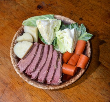 corned beef platter  cabbage carrots potatoes for St. Patrick's  clipart
