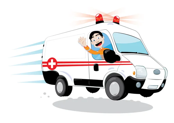 Komik ambulans şoförü — Stok Vektör