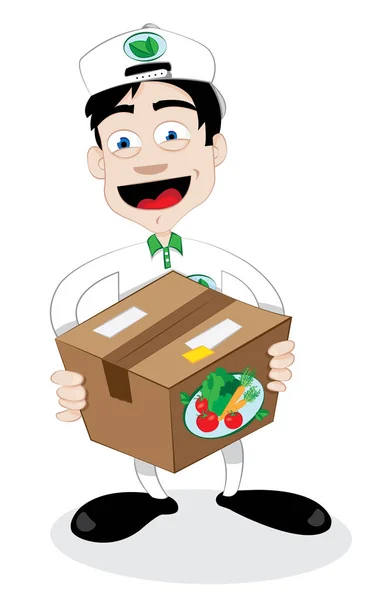 Courrier amical livrer des aliments frais — Image vectorielle