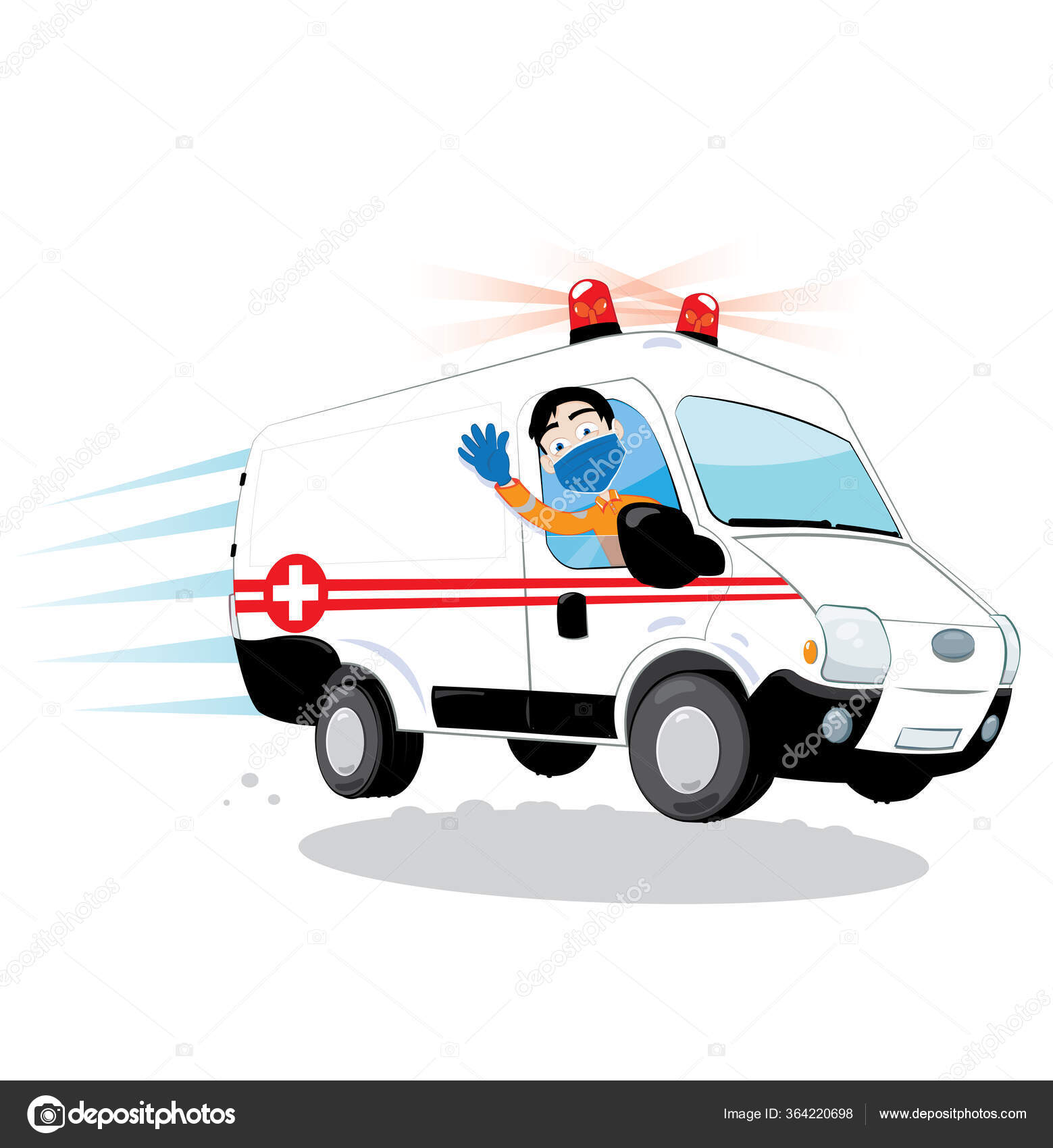 Vector Cartoon Representing Funny Friendly Ambulance Driver Hurrying  Driving Wearing Stock Vector Image by ©pcanzo #364220698