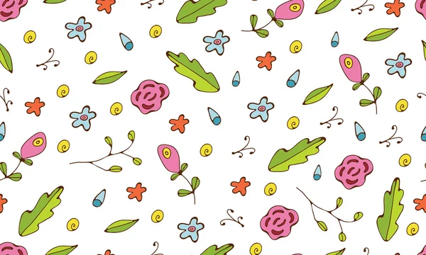 Modèle floral sans couture dessiné à la main coloré — Image vectorielle