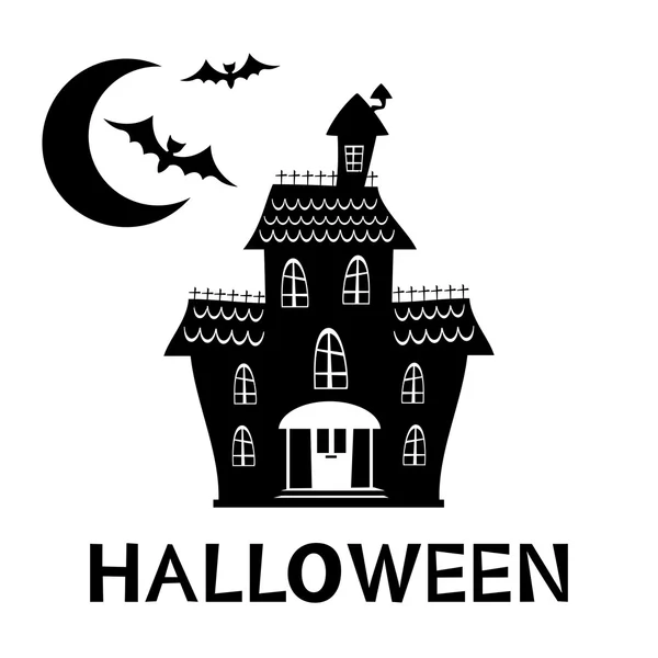 Carte de maison hantée Halloween — Image vectorielle