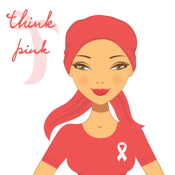 Illustrazione di bella donna consapevolezza del cancro al seno — Vettoriale Stock